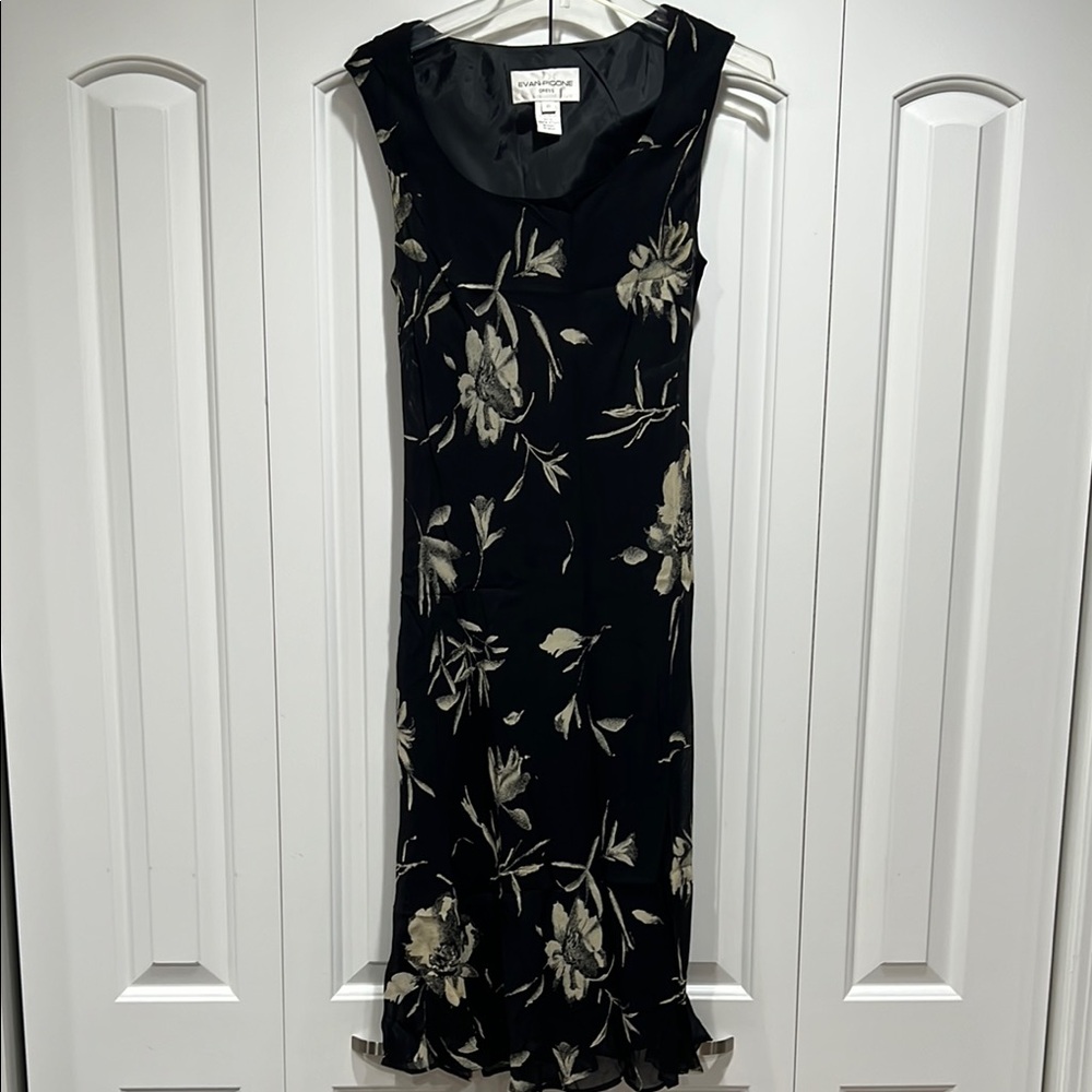 Elegant Black Floral Dress- Size 10